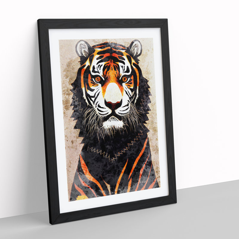 Tiger in Watercolour No.2 - Framed Print, Black Framed, 34cm H x 25cm W x 2cm D