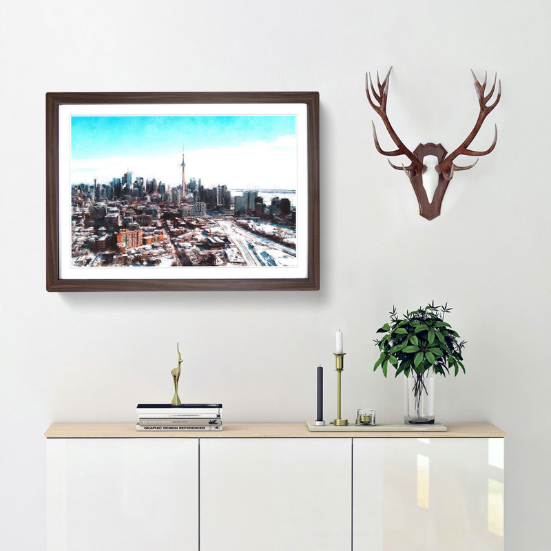 Snowy Toronto - Picture Frame Painting Print, 62cm H x 87cm W x 2cm D, Walnut Framed