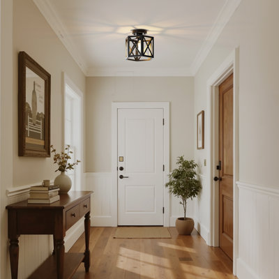1 - Light Industrial Semi Flush Mount Ceiling Lighting Fixture Small Chandelier For Entry Hallyway Kitchen