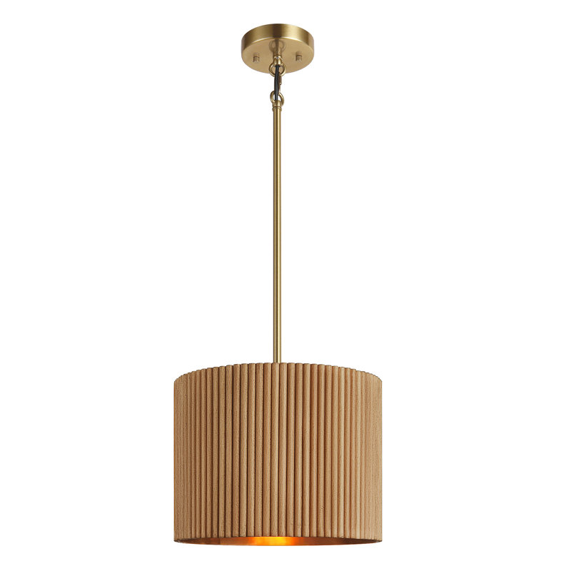 Suspension en bois à tambour unique de 11,8 po de largeur, 1 lumière, pour îlot de cuisine