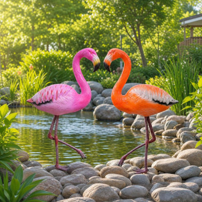Flamant rose en plastique, rose, orange