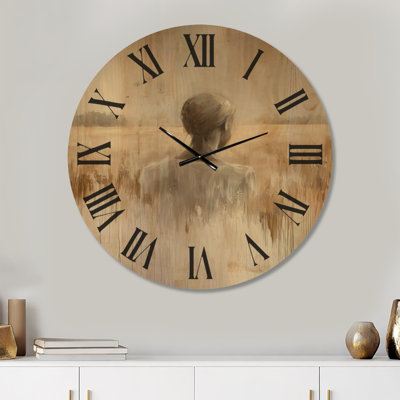 Horloge murale bohème « Femme dans un champ doré », imprimée sur bois