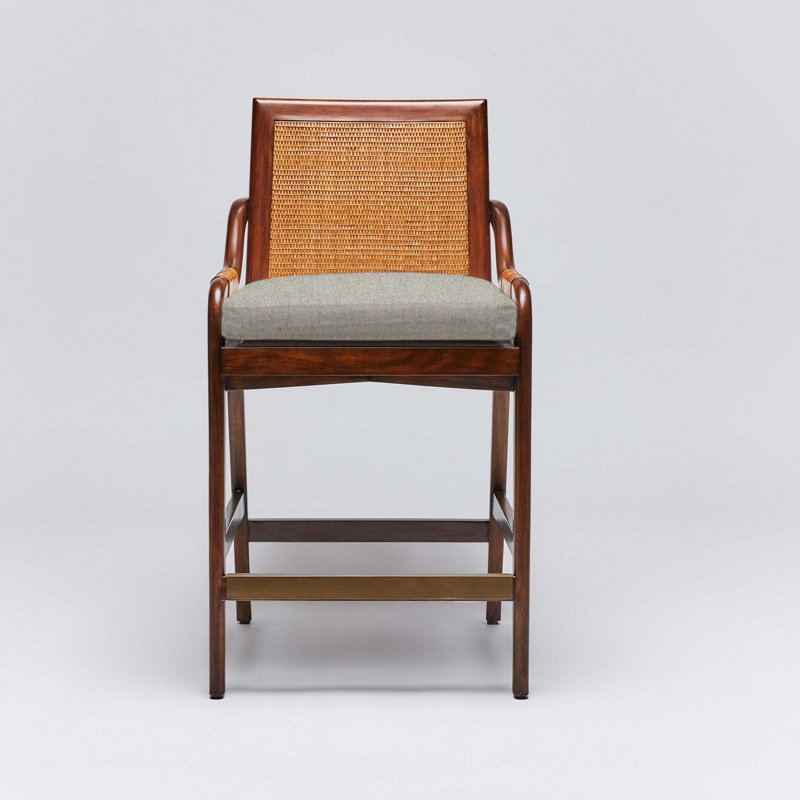 Tabouret de comptoir 26 po Delray, Cadre brouillard / châtaignier clair