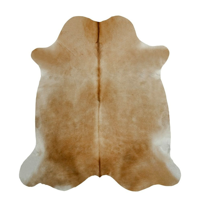 Tapis brun clair en cuir de vache fait à la main 6 pi x 7 pi