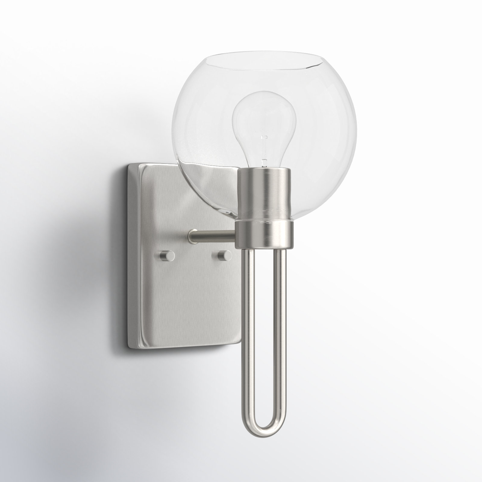 Single Transparent Dimmable Bath Sconce, Brushed Nickel