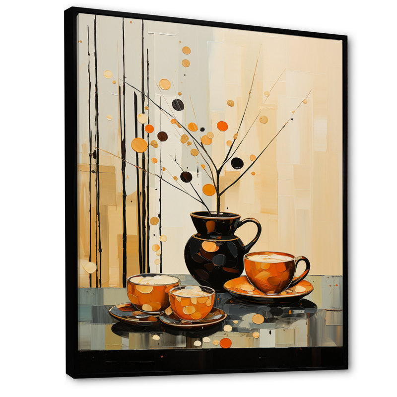 «Lolethia Coffee Tea Cafe Points II», reproduction sur toile, H 44 po x l 34 po x P 1,5 po, Cadre flottant noir