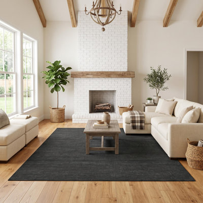 Soild Washable Area Rug with Non-Slip Backing for Living Room, Bedroom, Home Office and Playroom