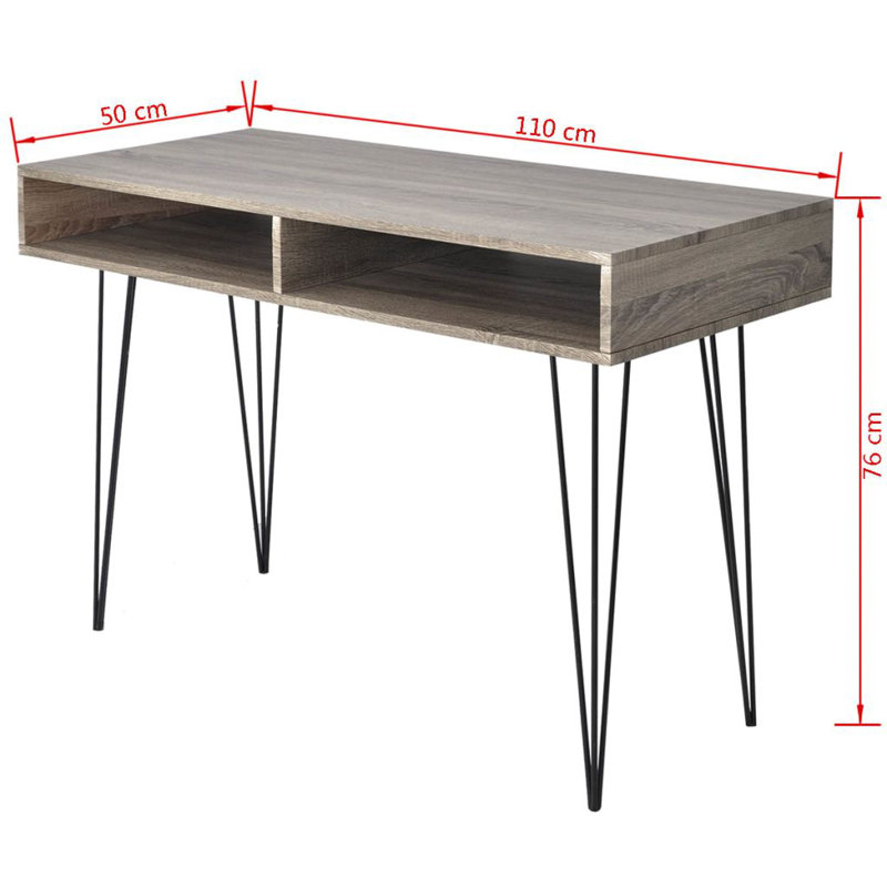 Desk with 2 Compartments Grey