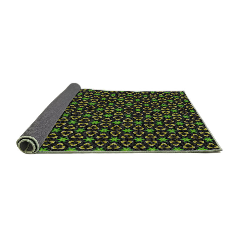 Tapis décoratif vert géométrique, Rond 7 pi