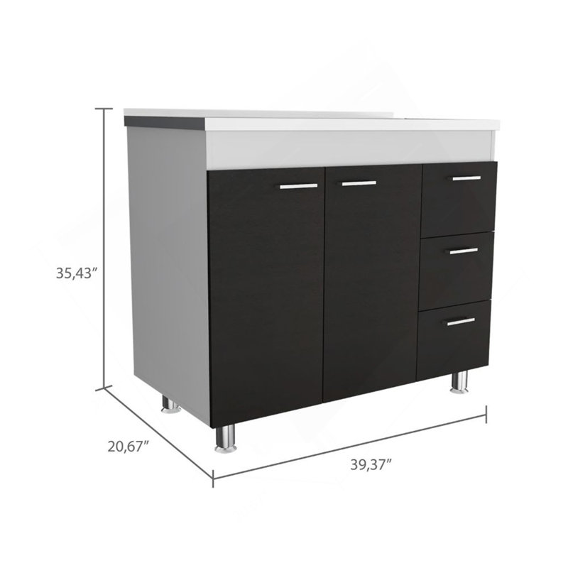 Commode 3 tiroirs blanc et wengé