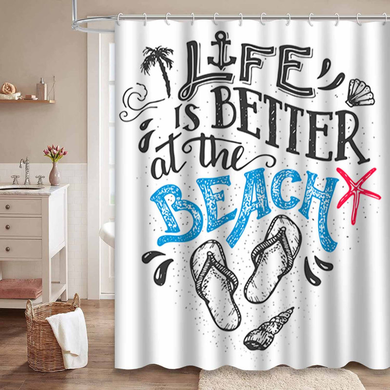 Rideau de douche imperméable Summer Wave, L 72 po x l 78 po