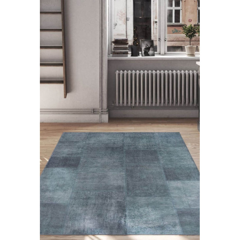 Tapis décoratif vert patchwork, Carré 5 pi