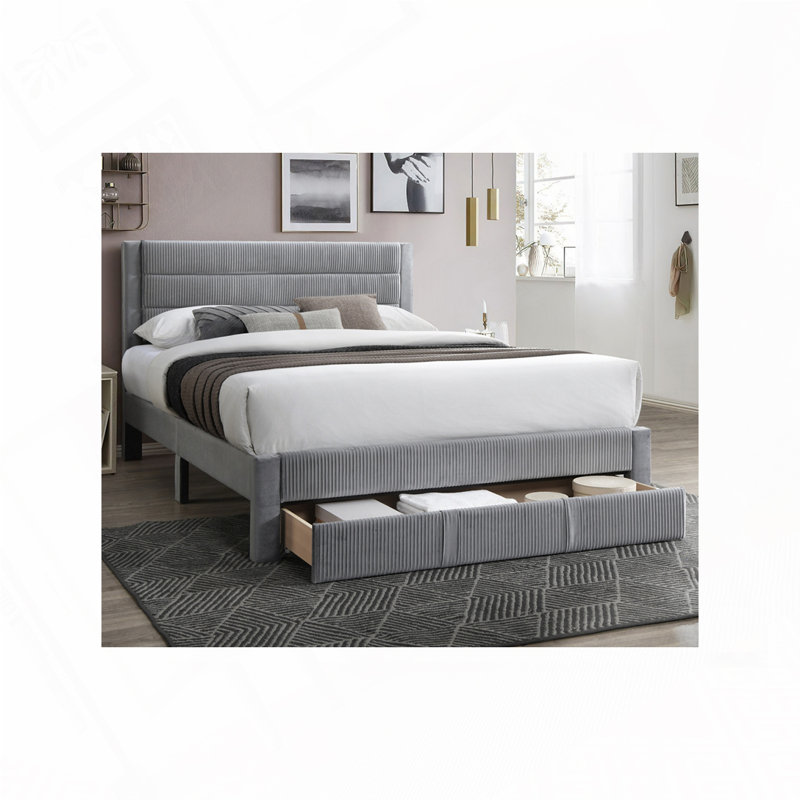 Grand lit avec rangement, gris