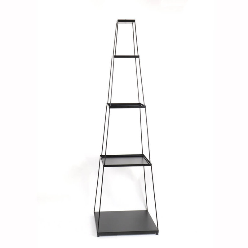 Tablettes empilables carrées en métal noir S / 4