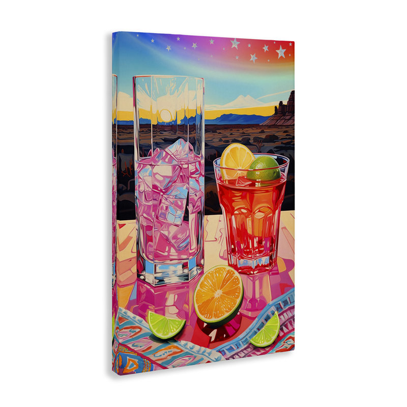 Art mural sur toile Cocktail at Sunset View par Jess Stempel, H 24 po x l 16 po