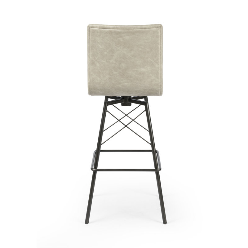 Diaw Swivel Upholstered Stool with Metal Frame, Sonoma Butterscotch Top Grain Leather, Bar Stool (30.25" Seat Height)