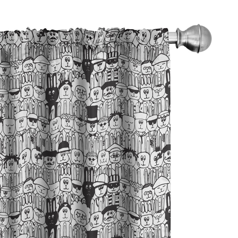 Doodle Semi-Sheer Rod Pocket Curtain Panels, 28" x 63"