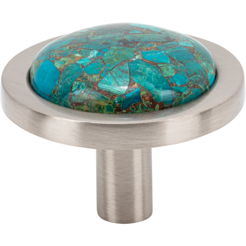 Firesky Diameter Knob, Mohave Blue, Brushed Satin Nickel