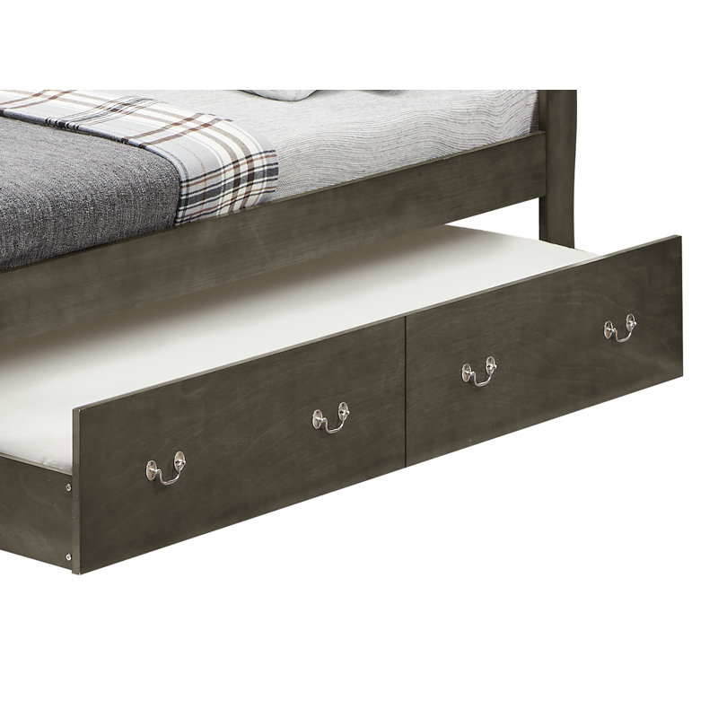 Lit simple LouisPhillipe, gris, Gray, Lit simple