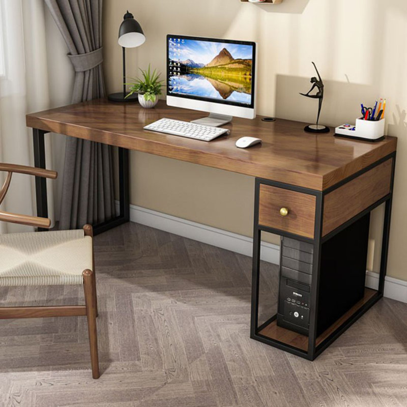 Bureau de direction rectangulaire en bois massif noyer avec tiroirs, Retour à droite, H 29,53 po x l 70,87 po x P 31,5 po