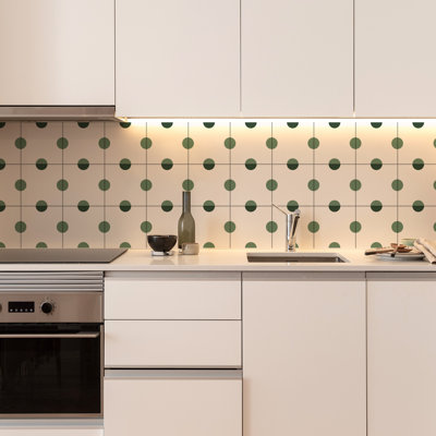 Peel And Stick Wall Tile Stisker Mixed Olive Polka Dots