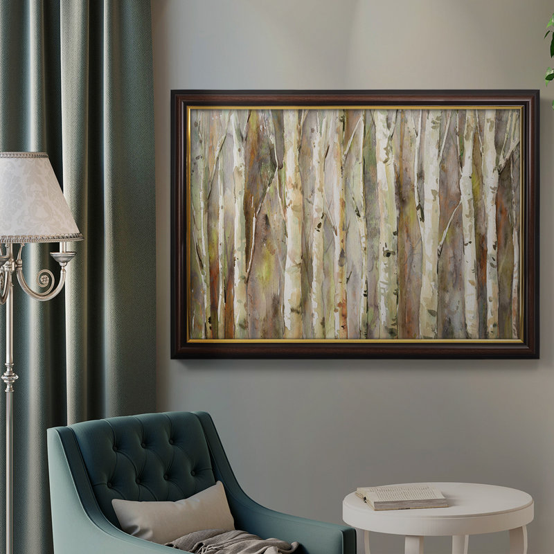 Birch Path - Toile encadrée de qualité supérieure - prête à être accrochée, H 24 po x l 36 po x P 2,5 po