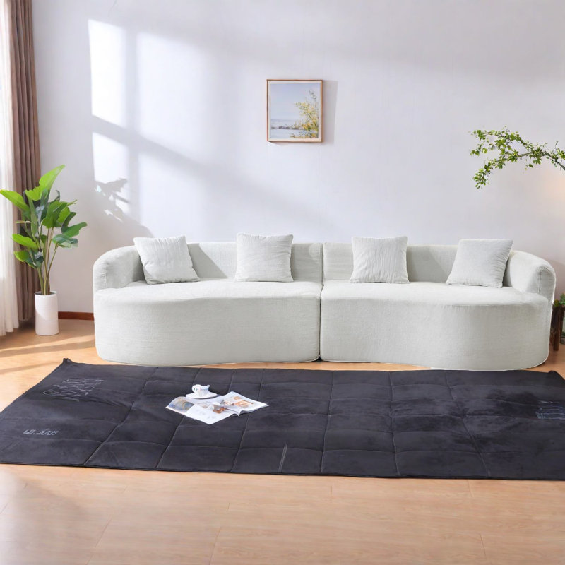 Space-saving Chenille Sofas, Curved Modern Design For Living Room