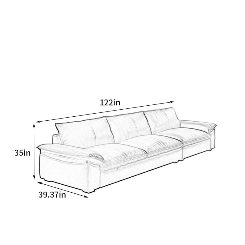 Canapé simple tofu, H 35 po x l 122 po x P 39,37 po