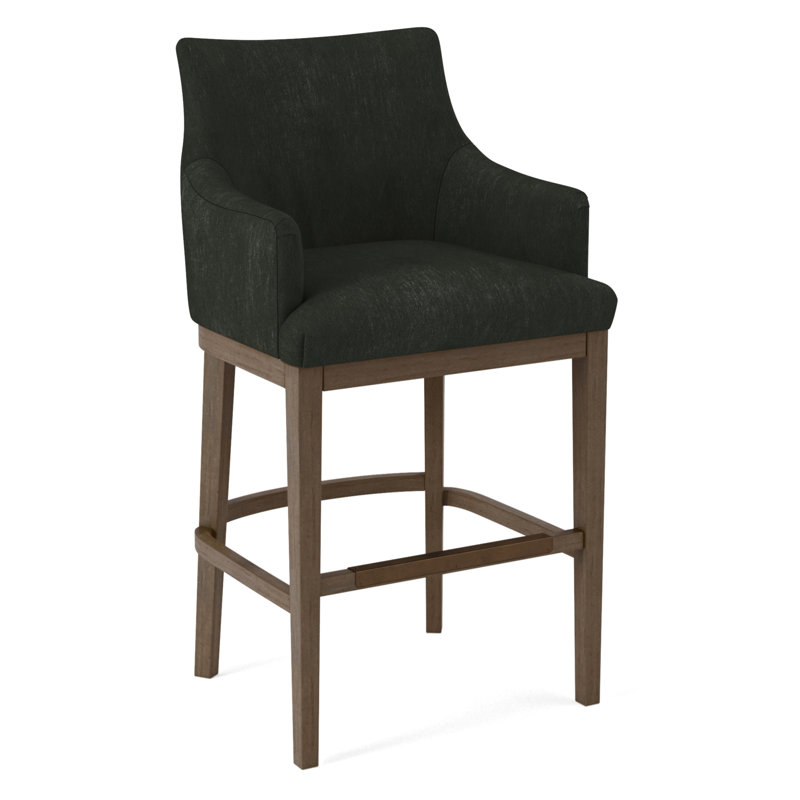 Upholstered Stool, Salvador Asphalt, Pecan