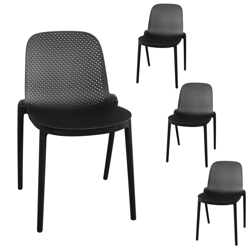 Chaise de salle à manger de patio moderne intérieur / extérieur - polypropylène durable, conception résistante aux intempéries