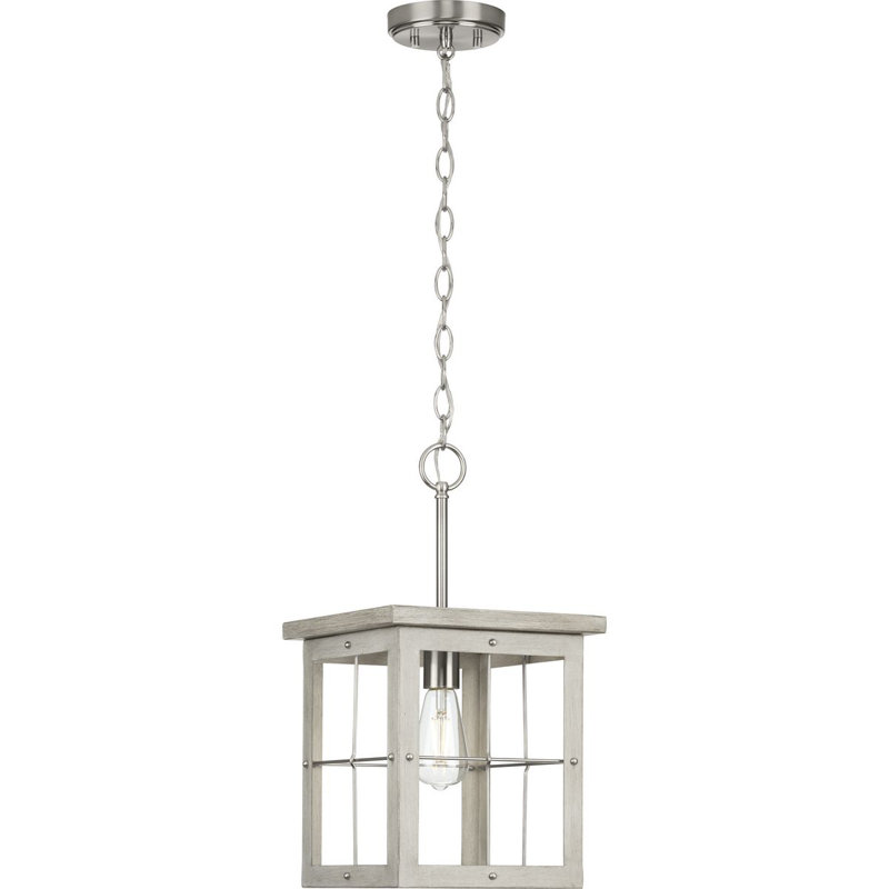 Luminaire suspendu rectangulaire à 1 lumière Andreoni, Nickel brossé