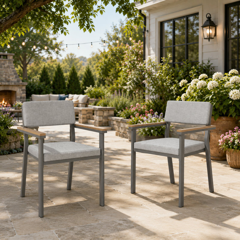 Lot de 2 chaises de salle à manger empilables en aluminium pour patio extérieur, 2 pièces