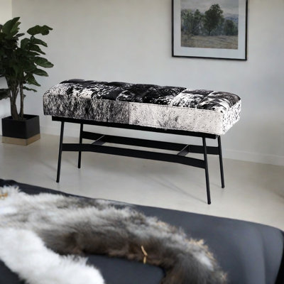 Banc rembourré en cuir de vache