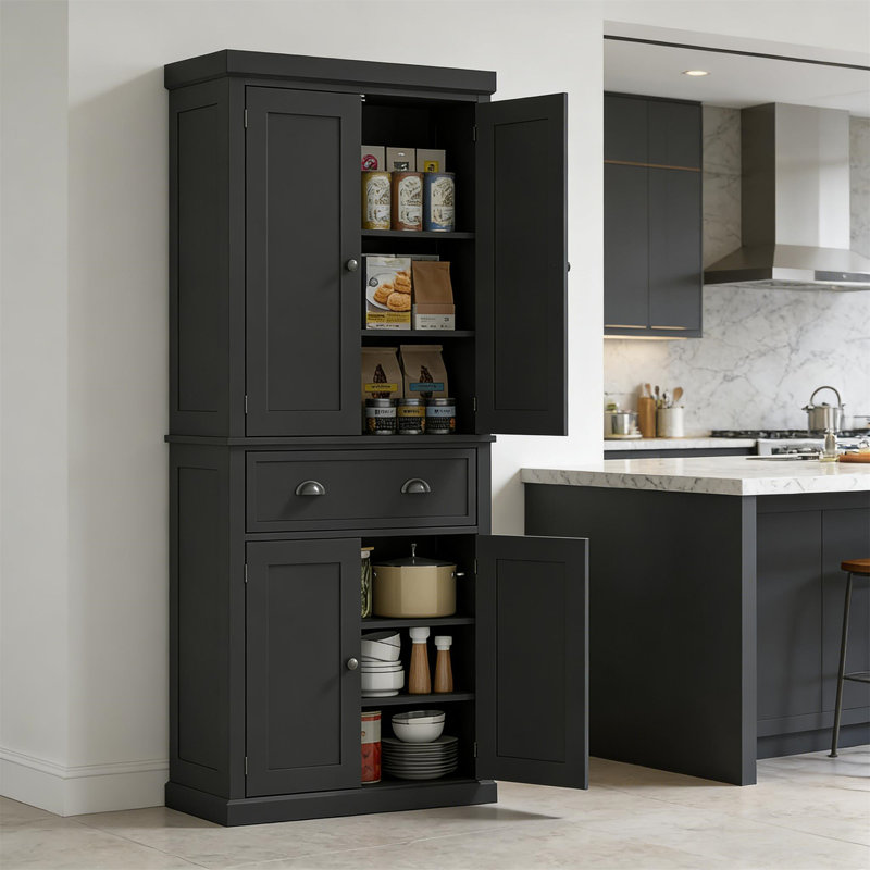 Tall Home Cabinet, Noir