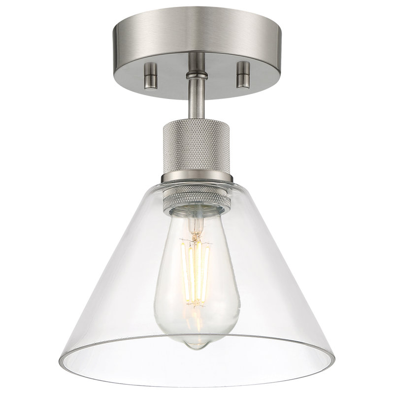 Southglenn Glass Semi Flush Mount, Brushed Steel