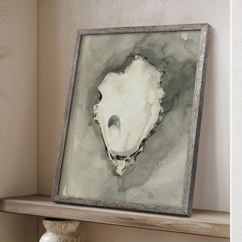 «Neutral Oyster Shell I», reproduction encadrée - bois massif, H 11 po x l 9 po
