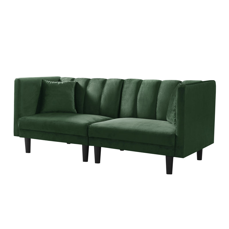Canapé-lit en velours à accoudoirs 73 po, Velours vert