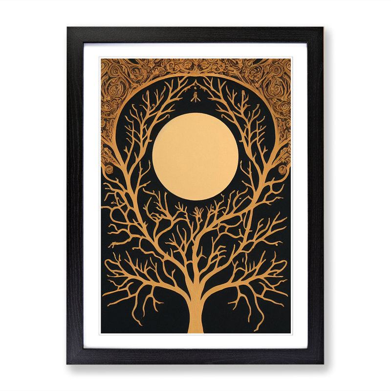 Ornate Tree Vol.3 - Picture Frame Print, Black, 46cm H x 34cm W x 2cm D