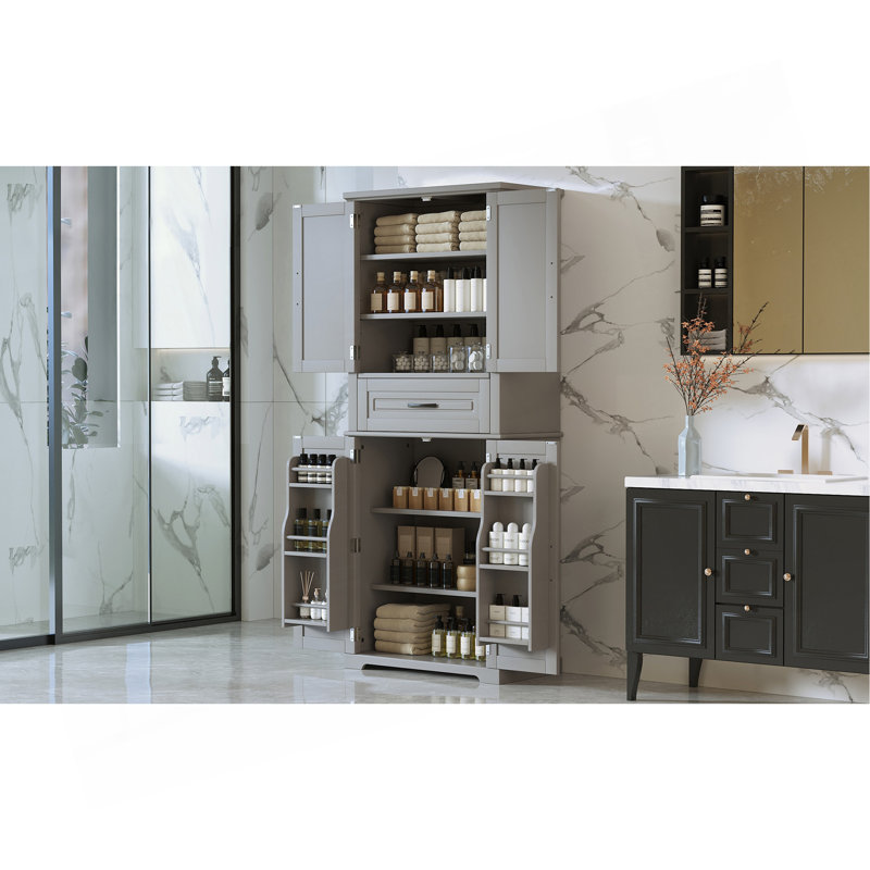 Bathroom Storage Cabinet With Multi-Functional Storage Space, Drawer With Slide Rails, Adjustable Shelf, Gray