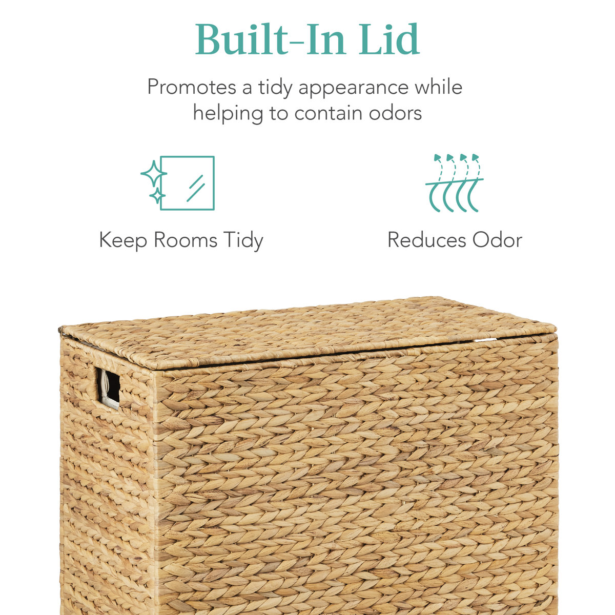 Bayou Breeze Large Water Hyacinth Double Laundry Hamper Basket w/ 2 ...