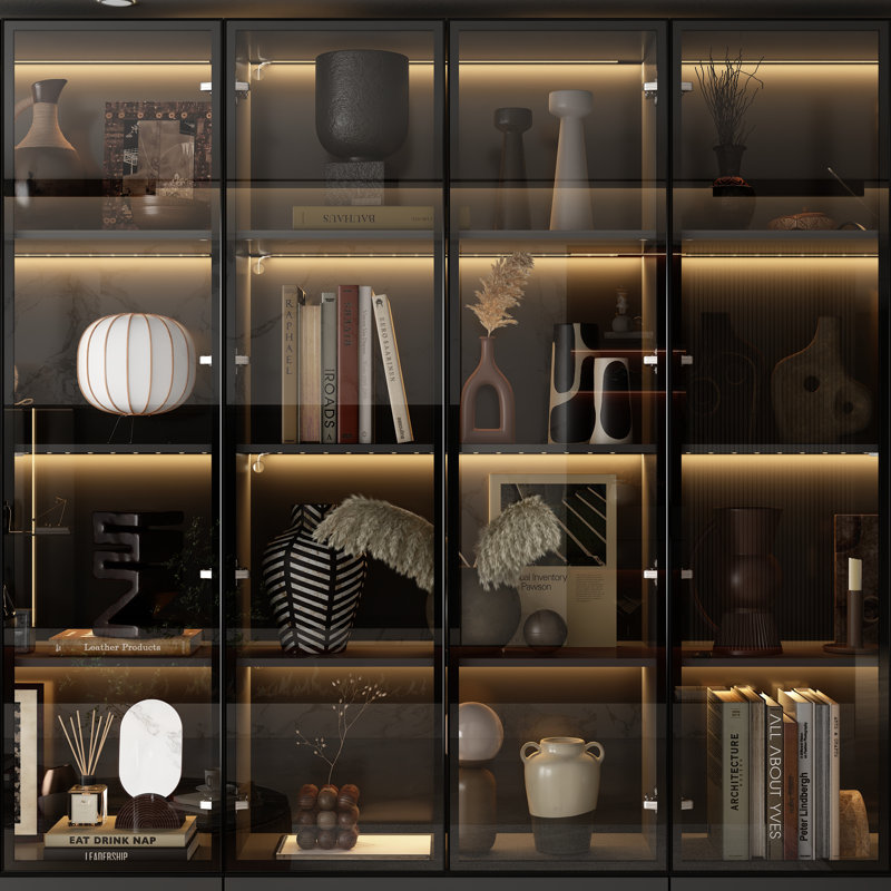 Grande vitrine de 63 po avec 6 tiroirs et lumière DEL 63 po