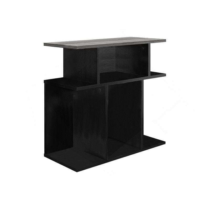 Table d'appoint, côté, bout, table de chevet, lampe, stratifié noir et gris, contemporain, moderne