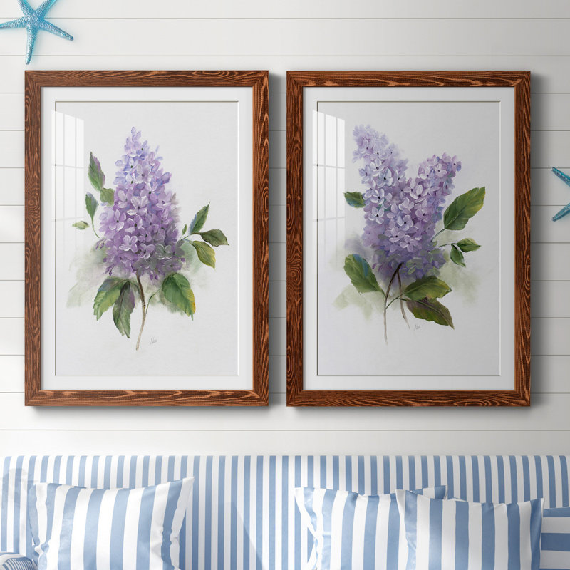 Lilac Romance I - ensemble de 2 reproductions, H 44 po x l 31 po, Impression encadrée avec passe-partout, Noyer