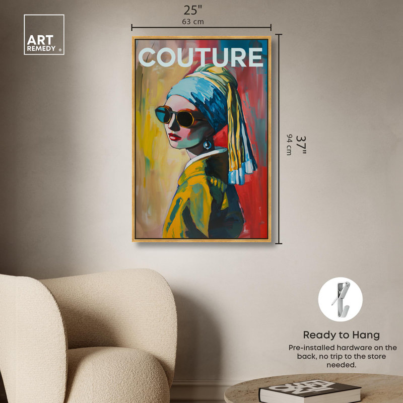 Toile de couverture perle par Art Remedy, H 37 po x l 25 po, Cadre flottant, Doré