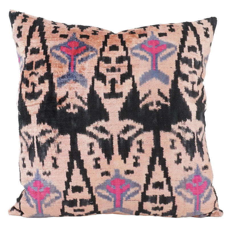 Housse et insert de coussin carré rose en ikat Shell