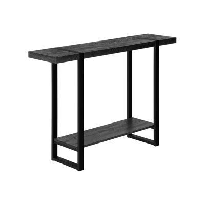 Rectangular Accent Table For Bedroom - Black Reclaimed Wood-Look Finish, Fixed Shelf, Style Living Room & Entryway Modern Console Metal , Wide Tabletop With Design