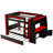 Full Size Bunk Bed with Trundle, Desk, Bookshelves, LED Light, Multifunctional Loft Bed, Red+Black