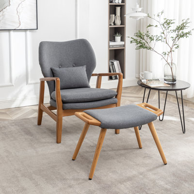 Kornelijus Upholstered Accent Chair with Ottoman