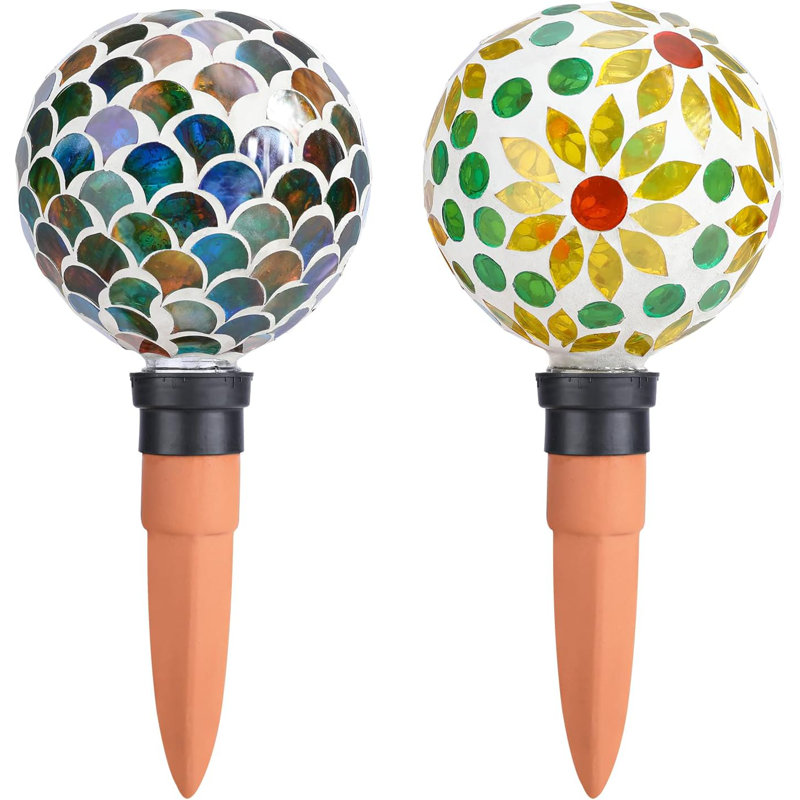 Ensemble de 2 globes d'arrosage en mosaïque jaune