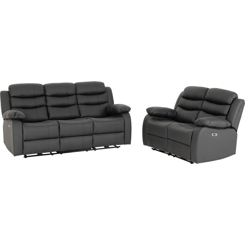 5 Seater Faux Leather Electric Reclining Sofa, Grey